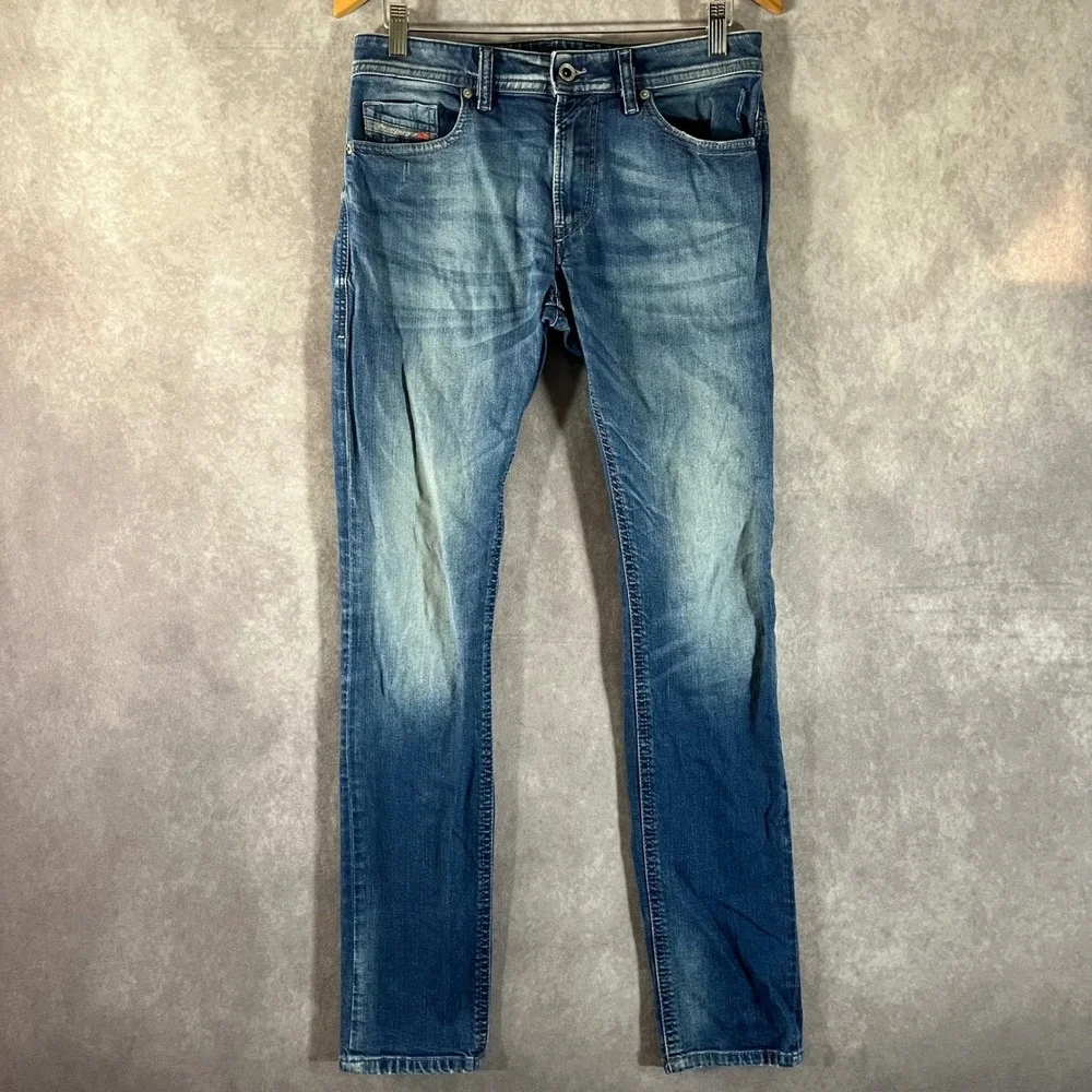 Diesel Thommer Slim Skinny Jeans Mens 29x32 Blue Stretch Distressed Casual